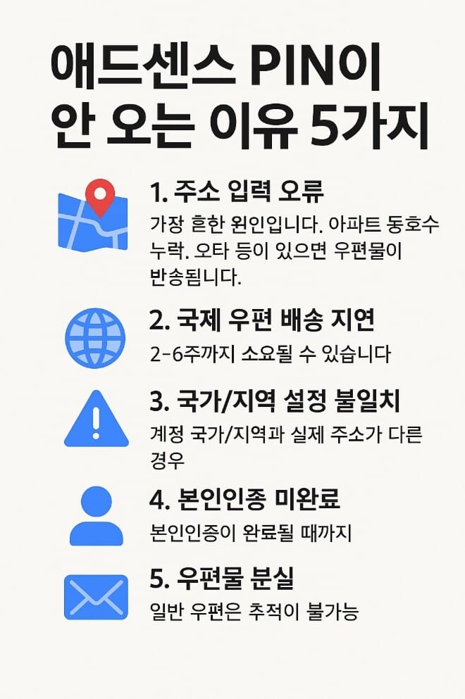 애드센스 PIN 안옴 5가지